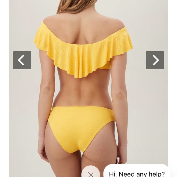 TRINA TURK WOMEN'S JOPLIN JACQUARD OFF THE SHOULDER RUFFLE BANDEAU SWIM TOP - Picture 3 of 5